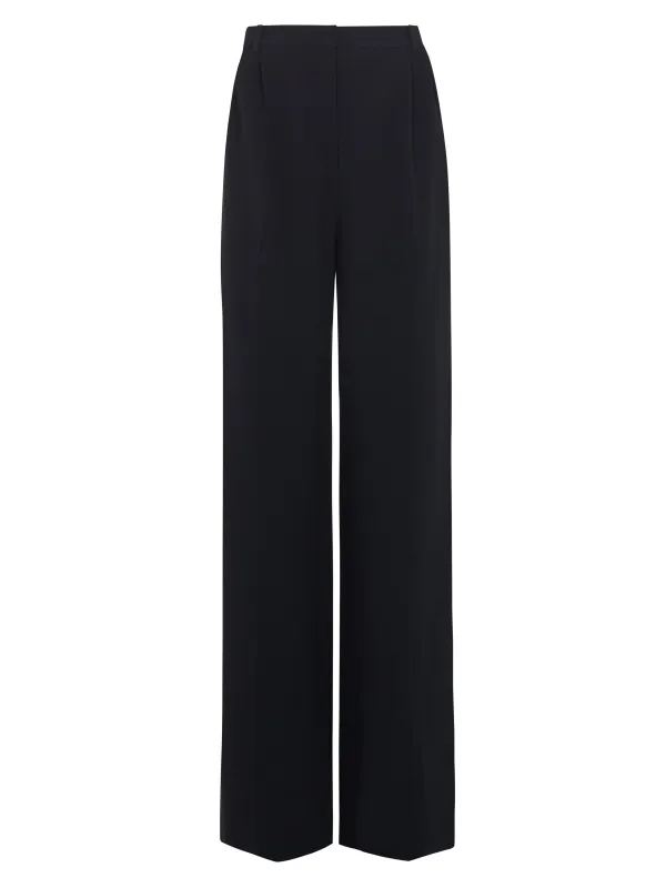 Wide Tailored Trouser in Black made by SALONI