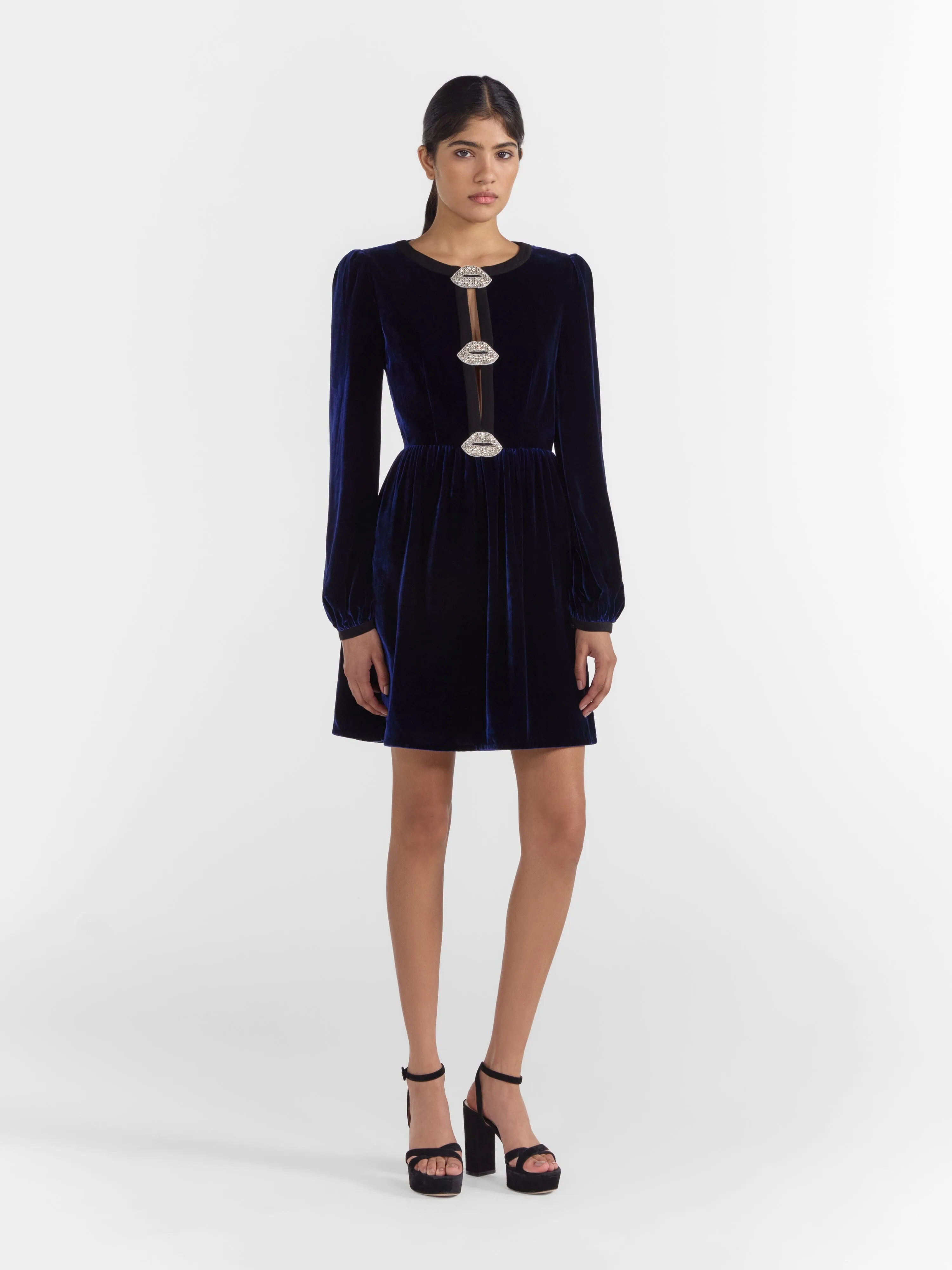 Camille Bows Mini Dress in Navy Black Lips sold by SALONI product image thumbnail 3