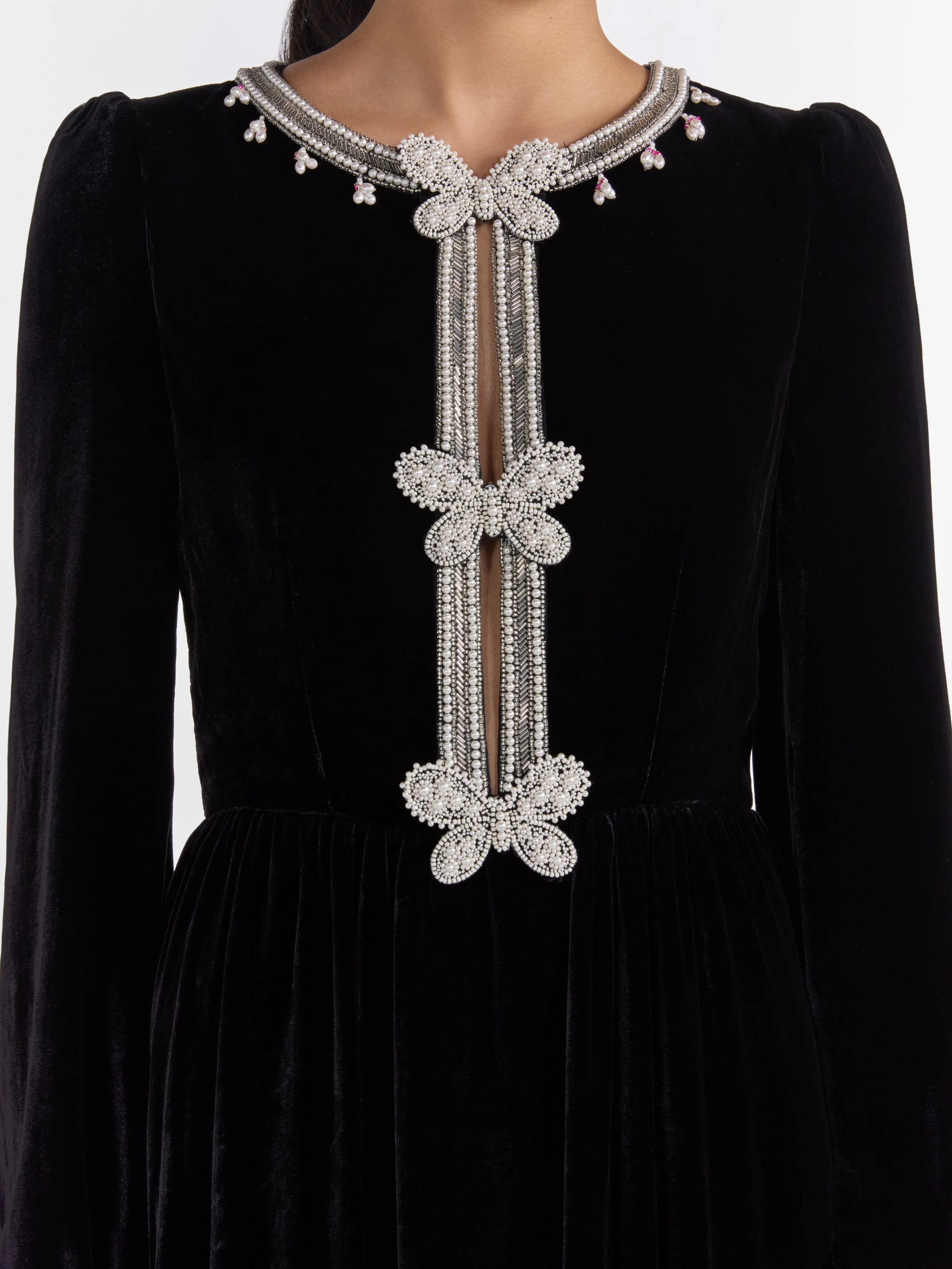 Camille Long Dress in Black Monarch Embroidery sold by SALONI product image thumbnail 5