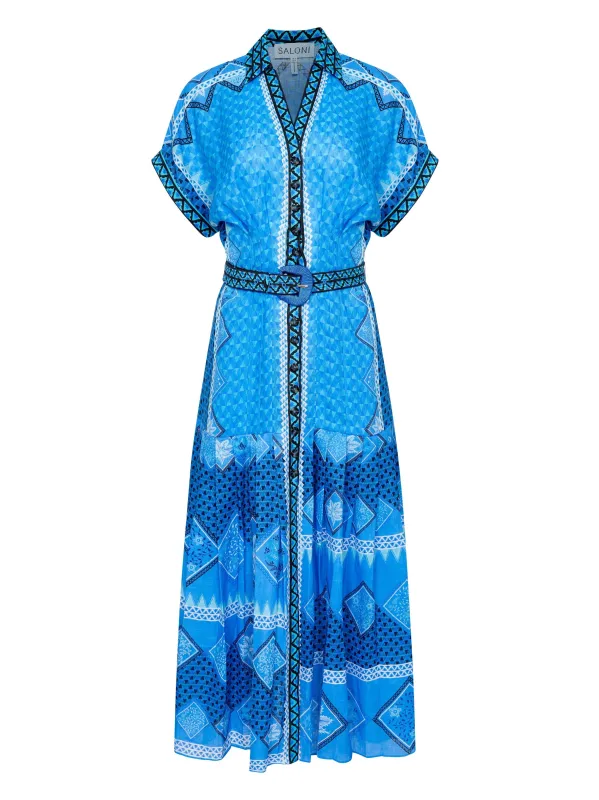 Riya B Dress in Peri Verdant sold by SALONI