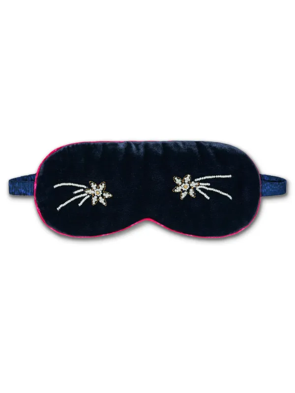 Piped Eye Mask in Dark Navy made by SALONI