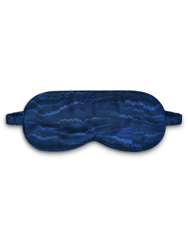 Piped Eye Mask in Navy Marbling made by SALONI