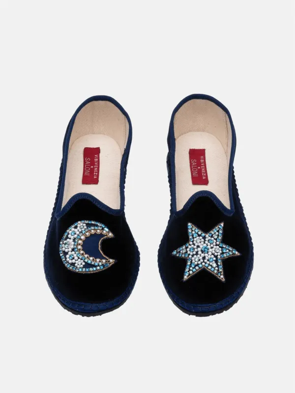 Adele Navy Moon & Star Embroidery sold by SALONI