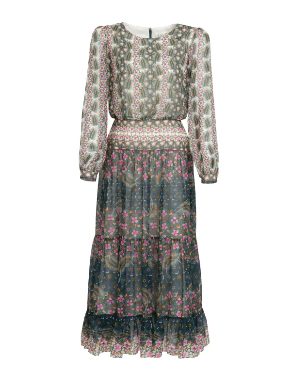 Isabel Dress in Sorrel Star print sold by SALONI