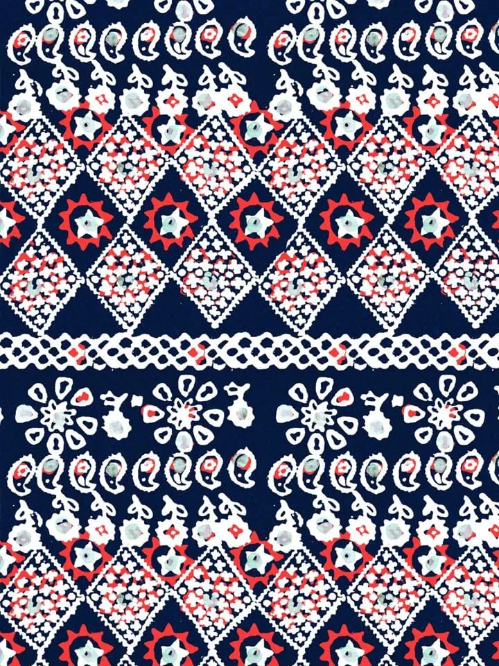Silk Kimono Robe in Navy Batik sold by SALONI product image thumbnail 2
