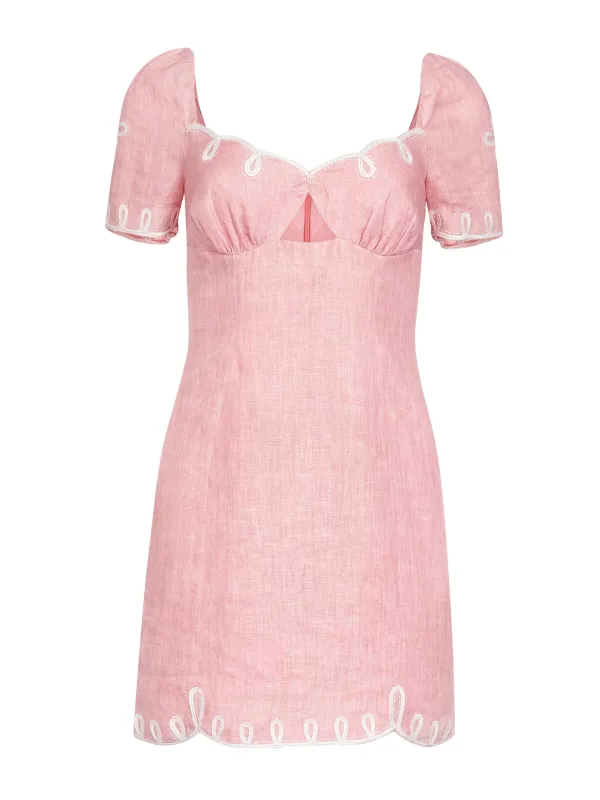 Halle Scallop Mini Dress in Sea Pink made by SALONI