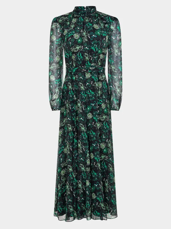 Jacqui B Dress Orchard Evergreen sold by SALONI