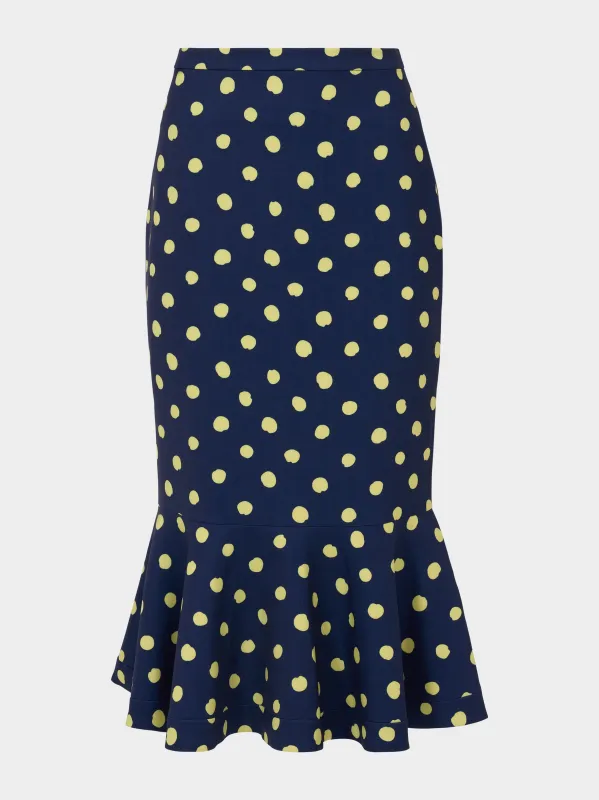 Portia Midi B Skirt in Polka Lemon made by SALONI
