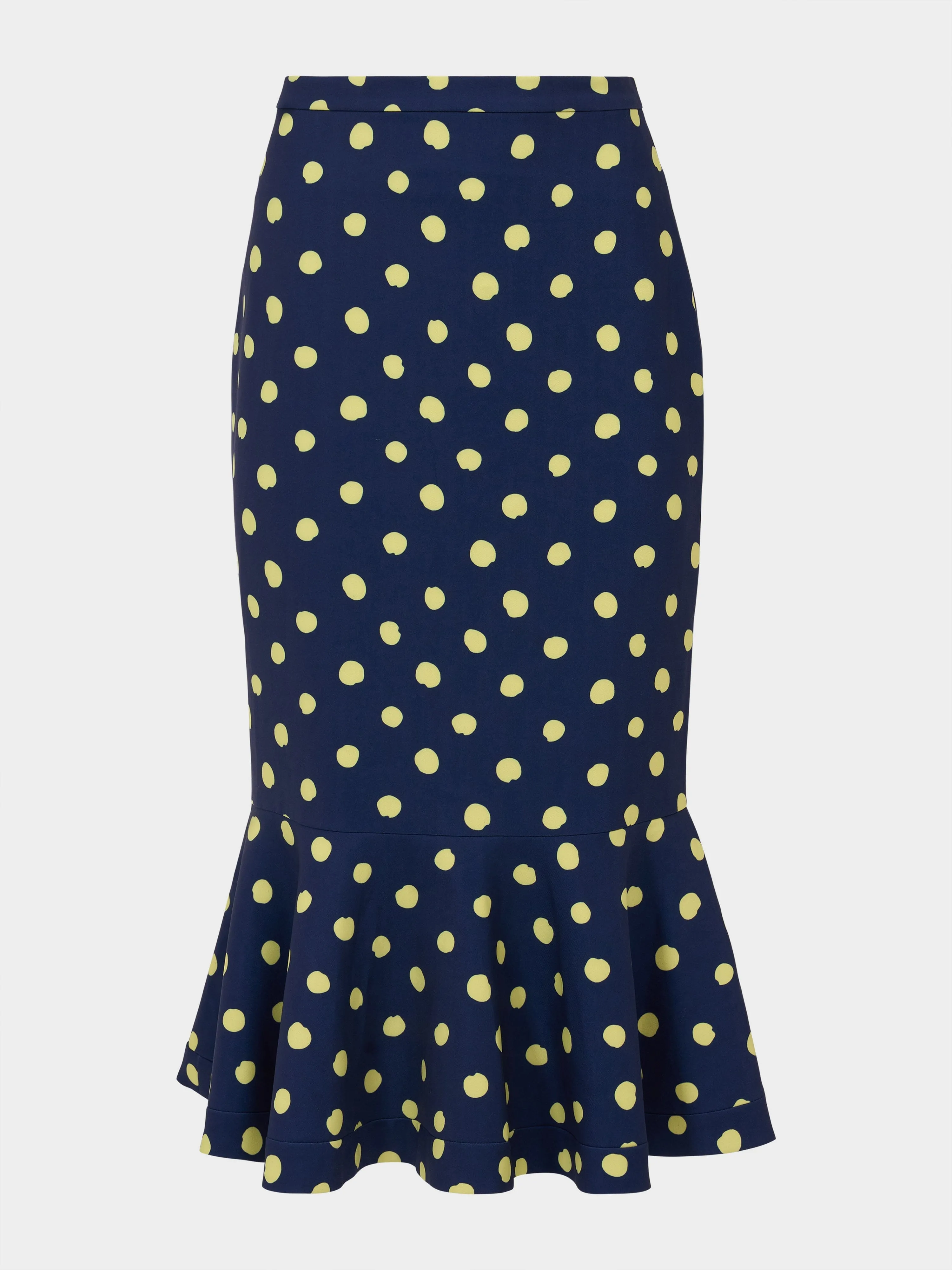 Portia Midi B Skirt in Polka Lemon sold by SALONI