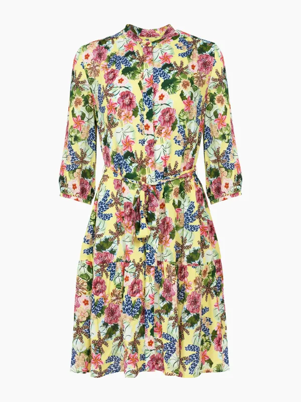 Tyra Dress in Plumeria Lemon sold by SALONI