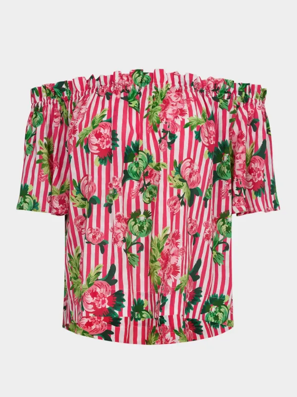 Tess Top in Pivoines Stripe sold by SALONI