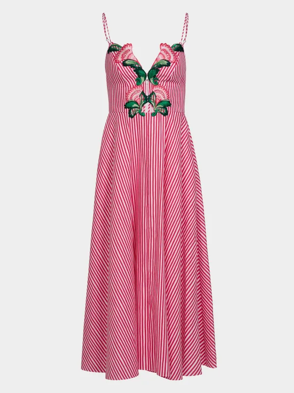 Jana B Dress in Cerise Mini Stripe made by SALONI