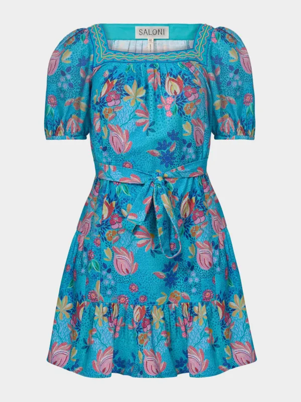 Yashi Short Dress in Mosaic Sea made by SALONI