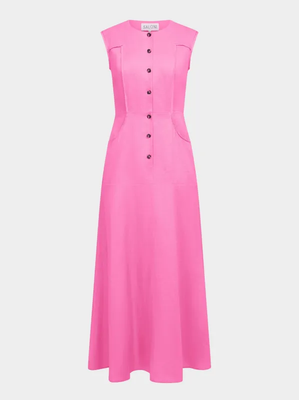 Sierra Dress in Carmine Rose made by SALONI