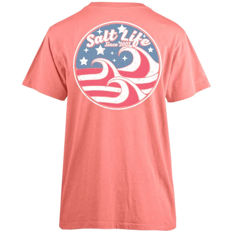 Women's Red White and Wave Short Sleeve Shirt made by Salt Life