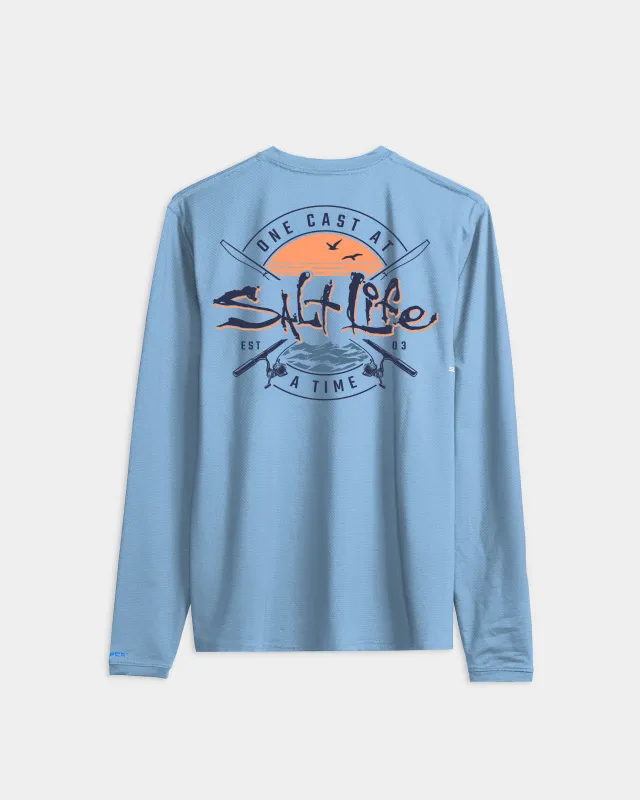 One Cast At a Time Long Sleeve SLX Performance Shirt sold by Salt Life