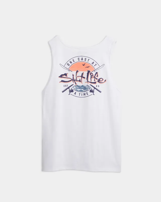 Men’s One Cast At A Time Tank Top sold by Salt Life