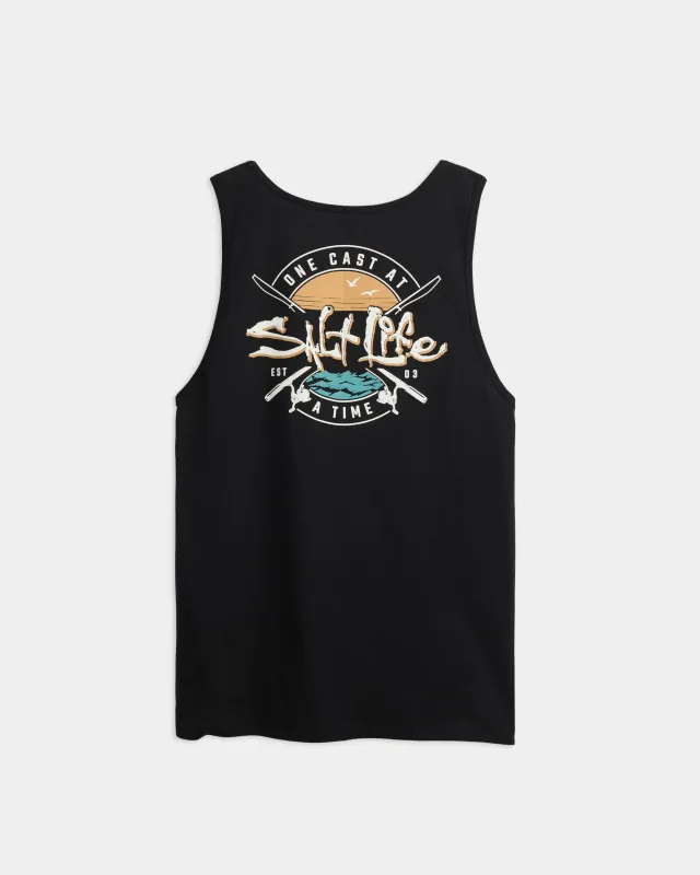 Men’s One Cast At A Time Tank Top sold by Salt Life