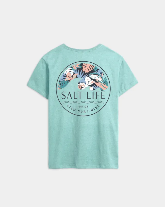 Women’s Tropical Retreat Salt Wash Tee sold by Salt Life