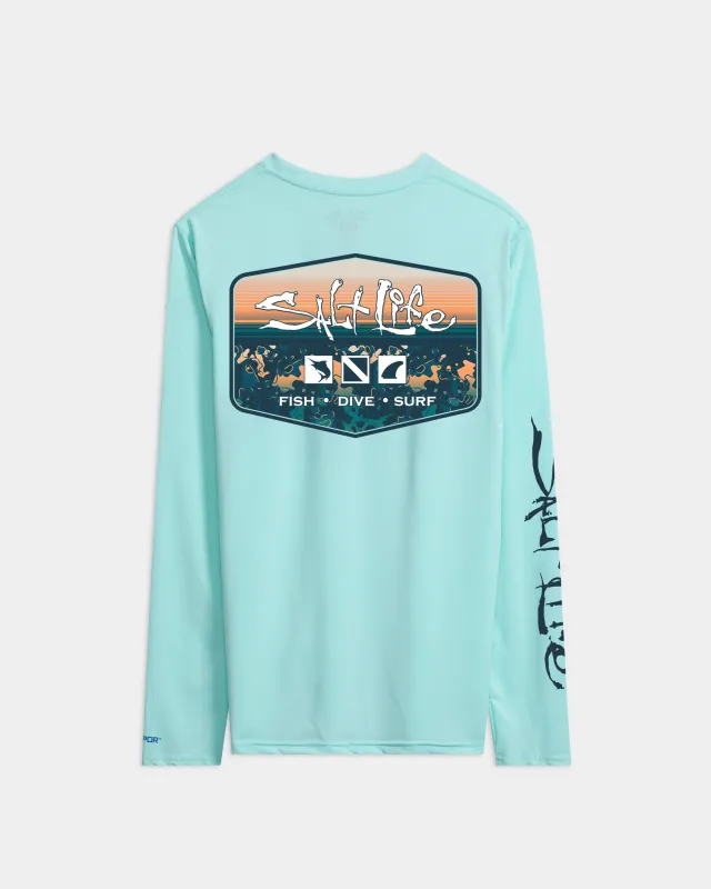 Men’s Liquid Depth Badge Long Sleeve SLX Performance Tee sold by Salt Life