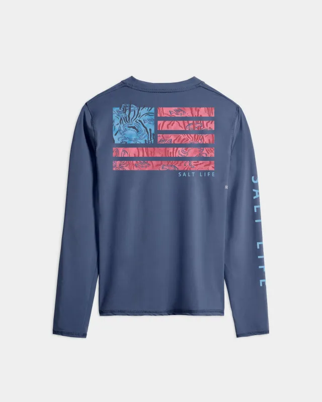 Women’s Coral Life Flag SLX Performance Long Sleeve Tee sold by Salt Life