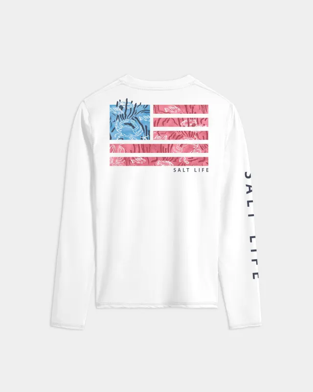 Women’s Coral Life Flag SLX Performance Long Sleeve Tee made by Salt Life