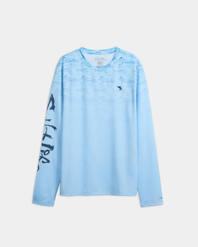 Marlin Retreat Fade Long Sleeve Performance Tee made by Salt Life