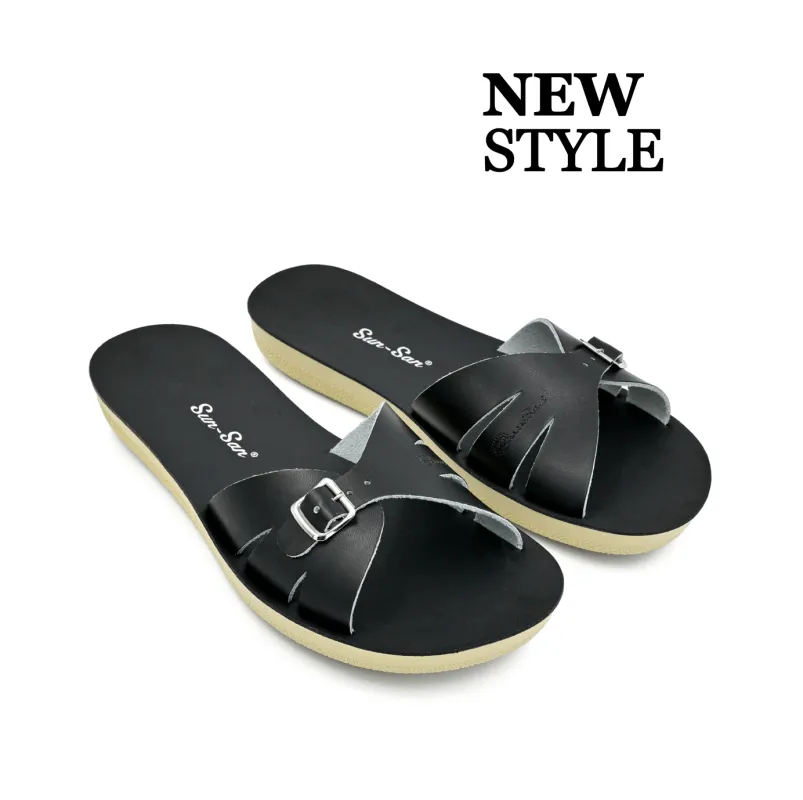 Boardwalk Slide Black - Women made by Salt Water Sandals by Hoy