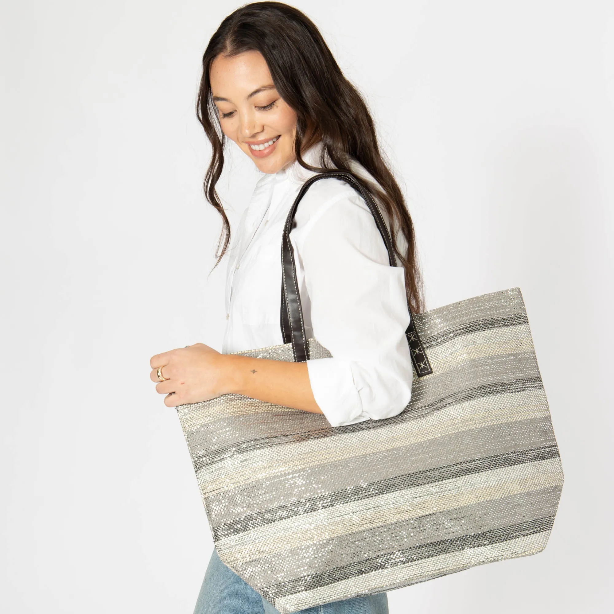 Celia - Oversized Lurex Woven Tote sold by San Diego Hat Company product image thumbnail 2
