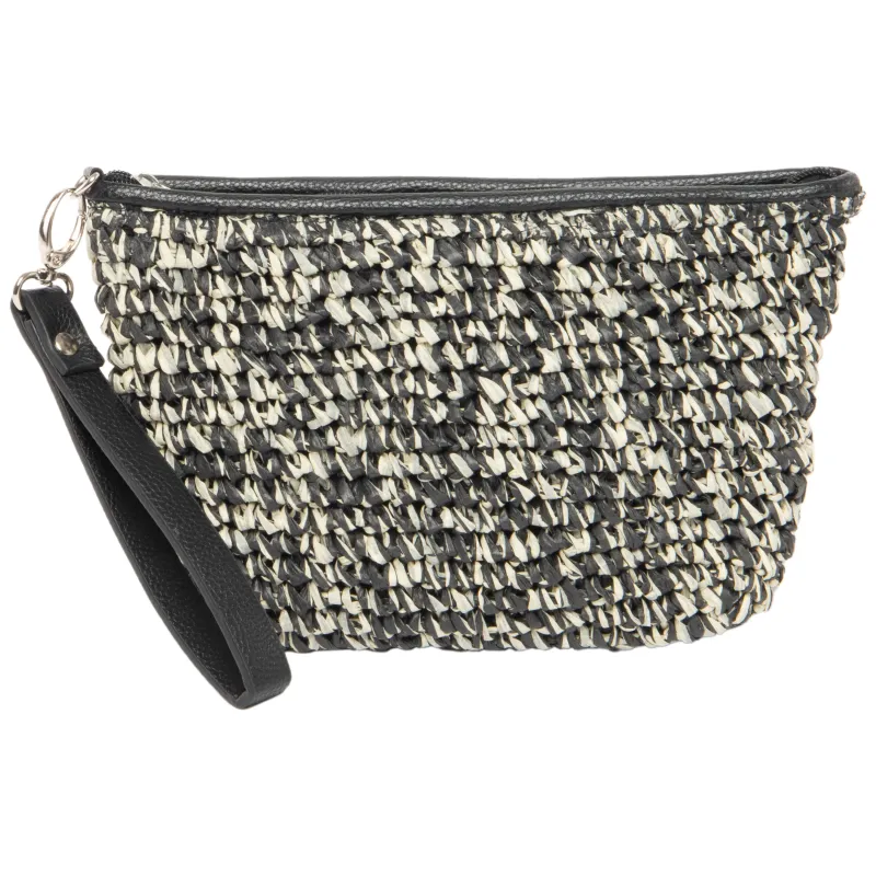 Julia - Black and White Zip Top Clutch sold by San Diego Hat Company