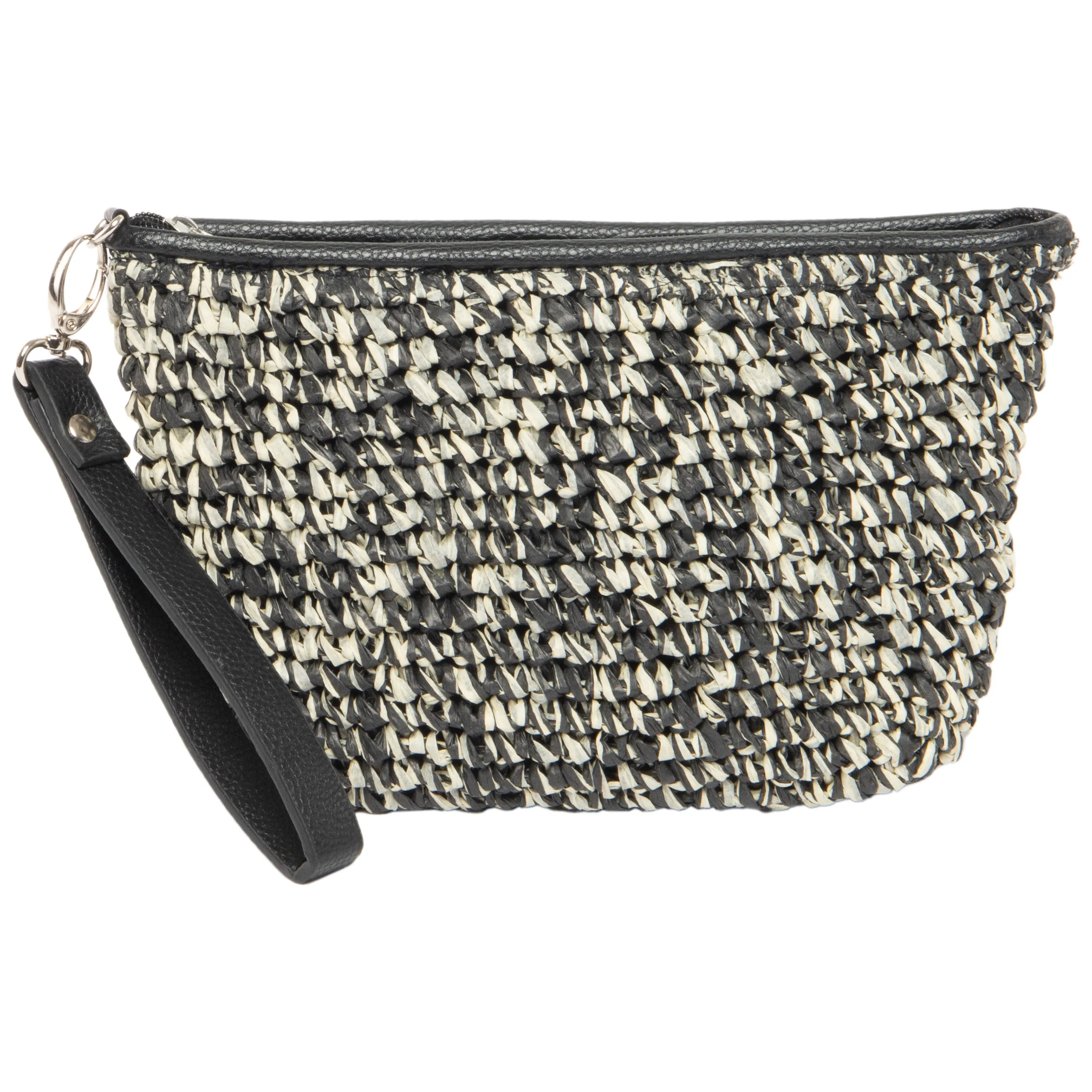 Julia - Black and White Zip Top Clutch sold by San Diego Hat Company