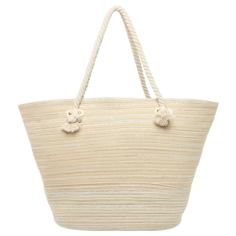 Renia - Multi Striped Ribbon Braided Tote sold by San Diego Hat Company