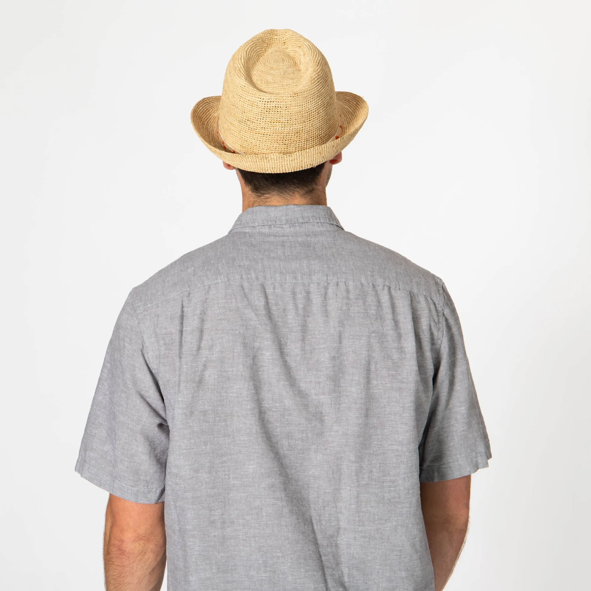 Men's Crochet Raffia Stingy Brim Fedora sold by San Diego Hat Company product image thumbnail 5