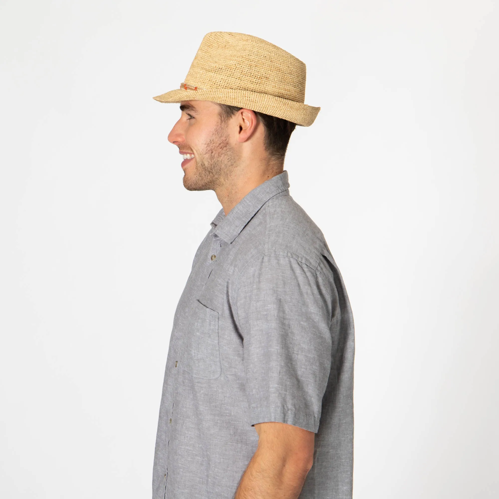 Men's Crochet Raffia Stingy Brim Fedora sold by San Diego Hat Company product image thumbnail 4