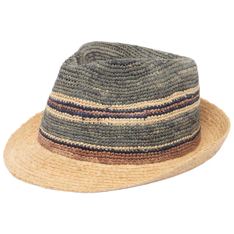 Men's Crochet Braided Raffia Stingy Brim Fedora sold by San Diego Hat Company