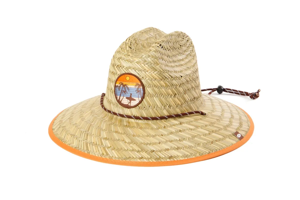 Men's Straw Lifeguard with Vintage Surf Patch sold by San Diego Hat Company
