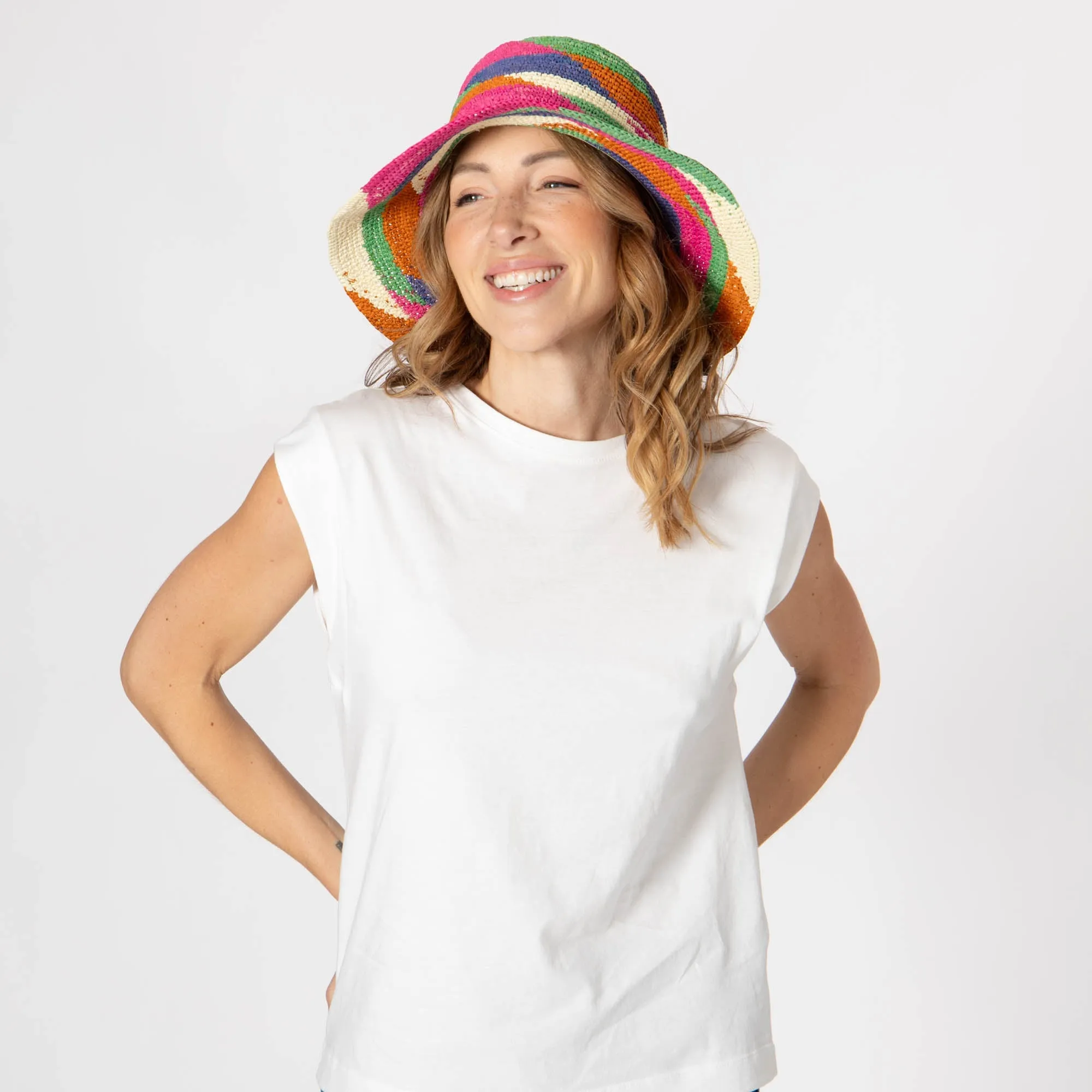 Lucia - Mixed Crochet Raffia Bucket Hat sold by San Diego Hat Company product image thumbnail 4