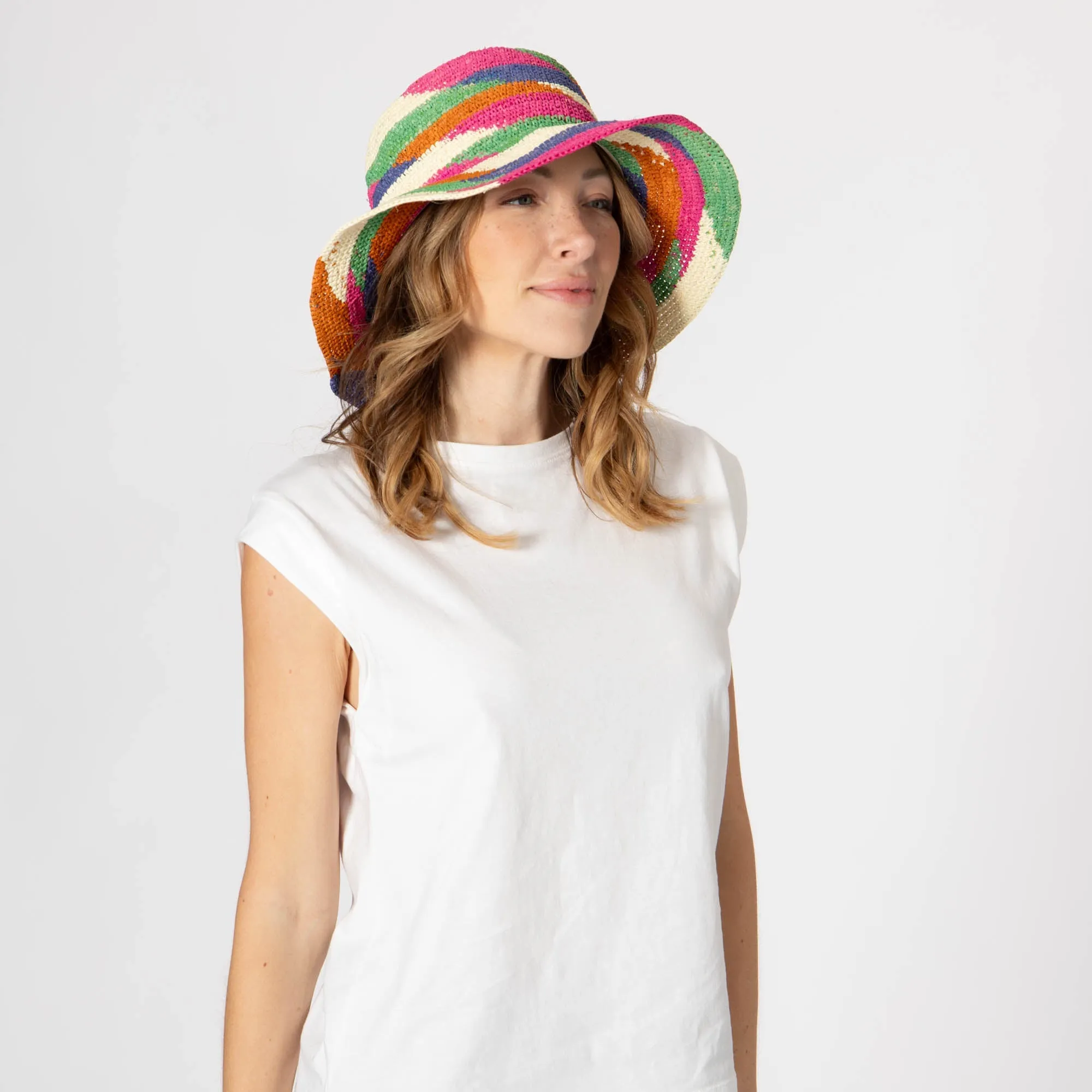 Lucia - Mixed Crochet Raffia Bucket Hat sold by San Diego Hat Company product image thumbnail 5