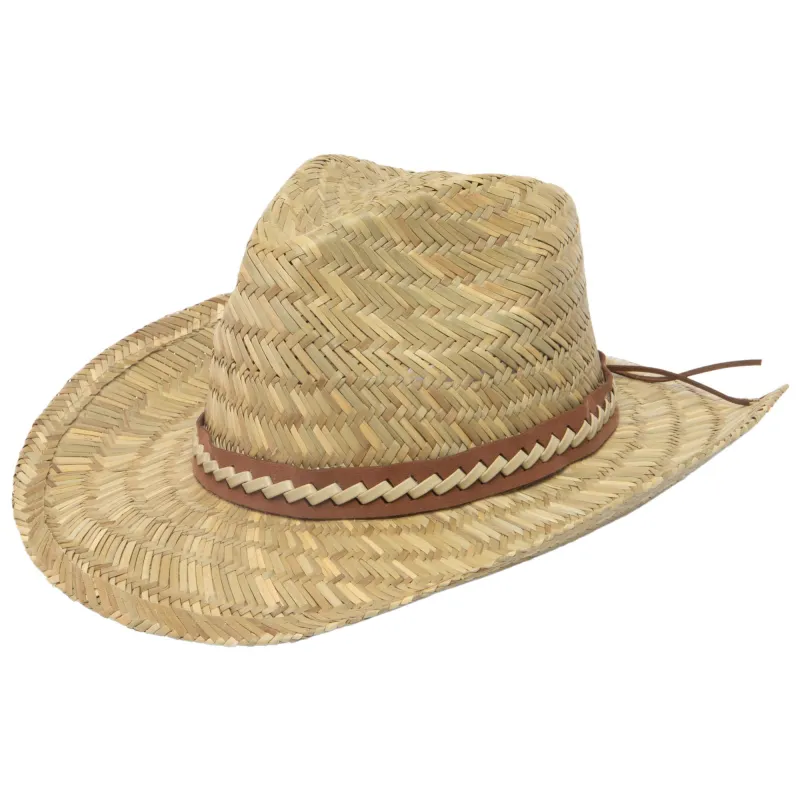 Men's Woven Rush Straw Pinch Crown Cowboy sold by San Diego Hat Company