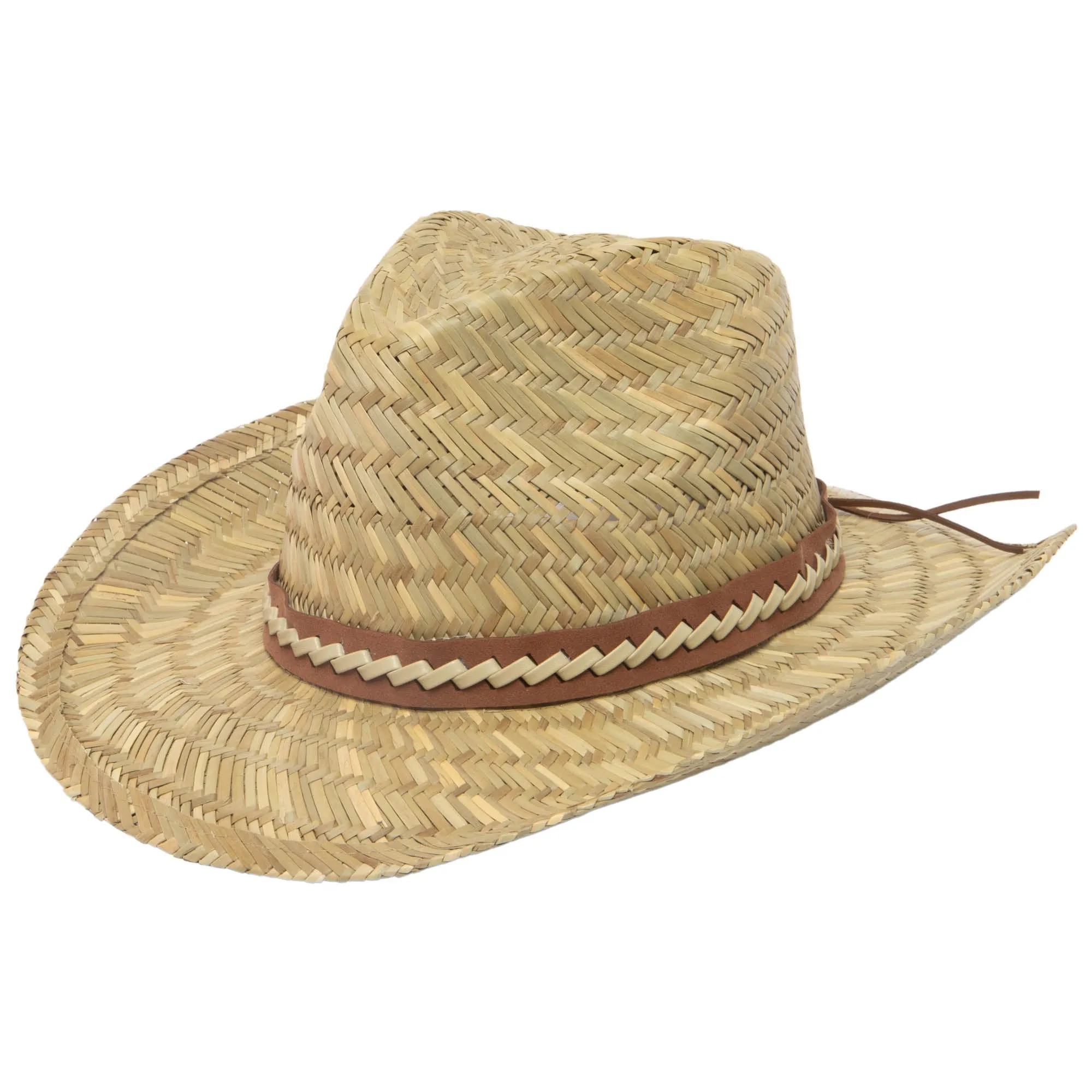 Men's Woven Rush Straw Pinch Crown Cowboy sold by San Diego Hat Company