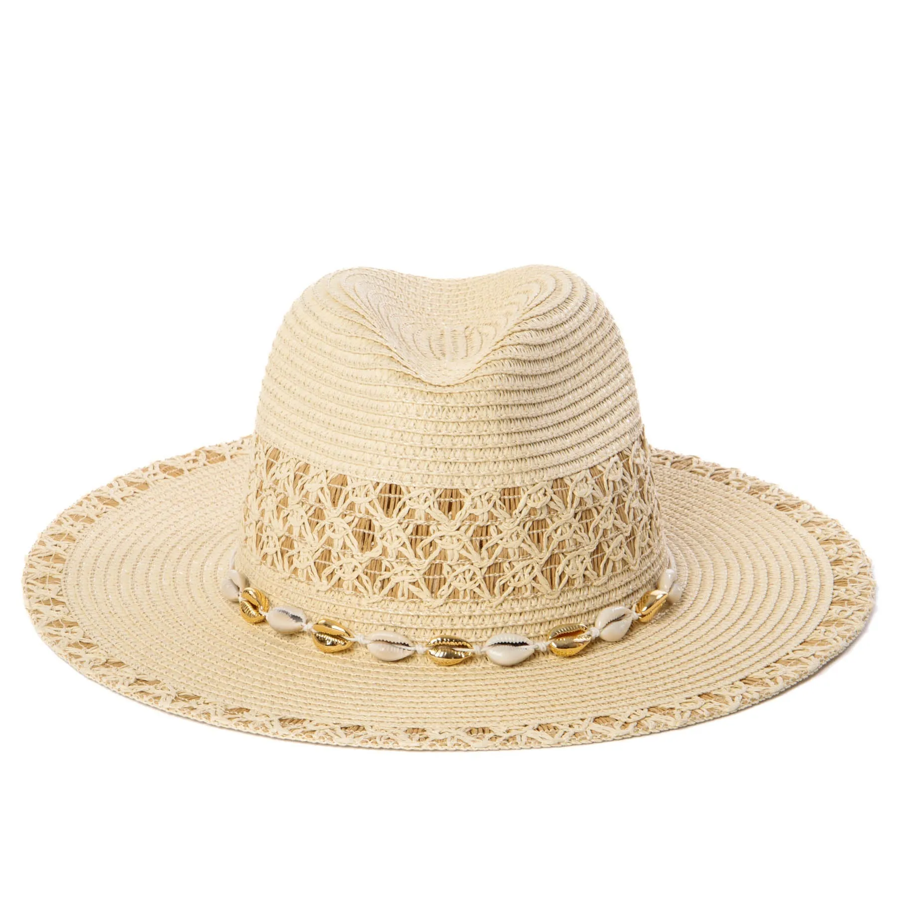 Blanca - Ultrabraid Fedora with Seashell Trim sold by San Diego Hat Company product image thumbnail 3