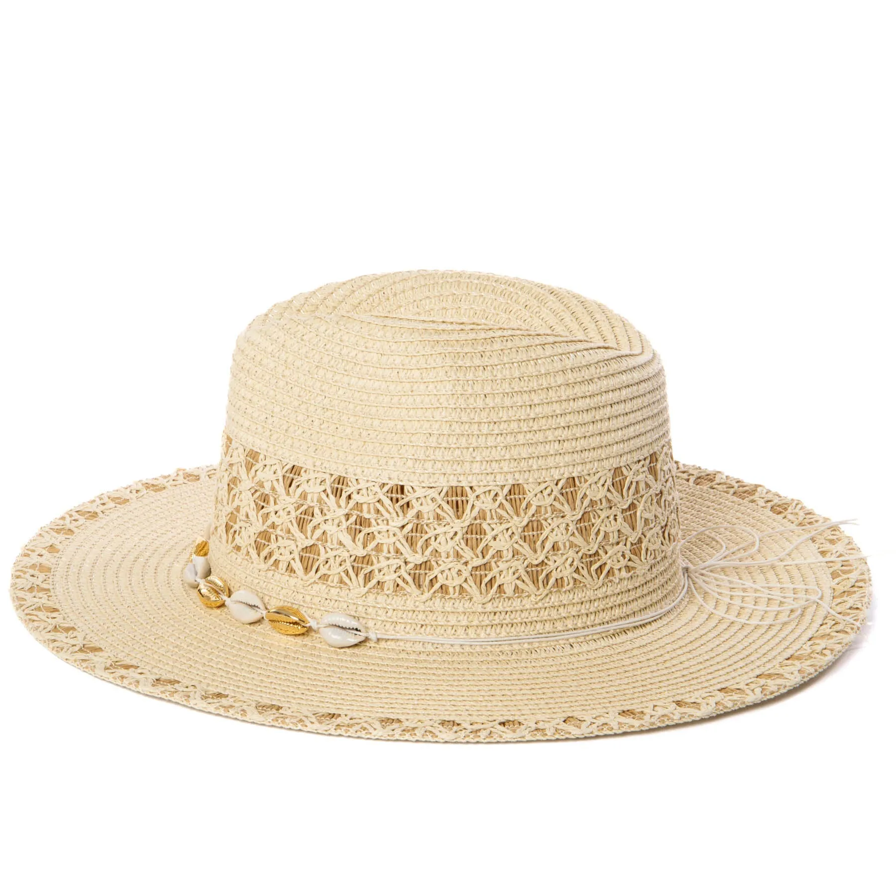 Blanca - Ultrabraid Fedora with Seashell Trim sold by San Diego Hat Company product image thumbnail 4