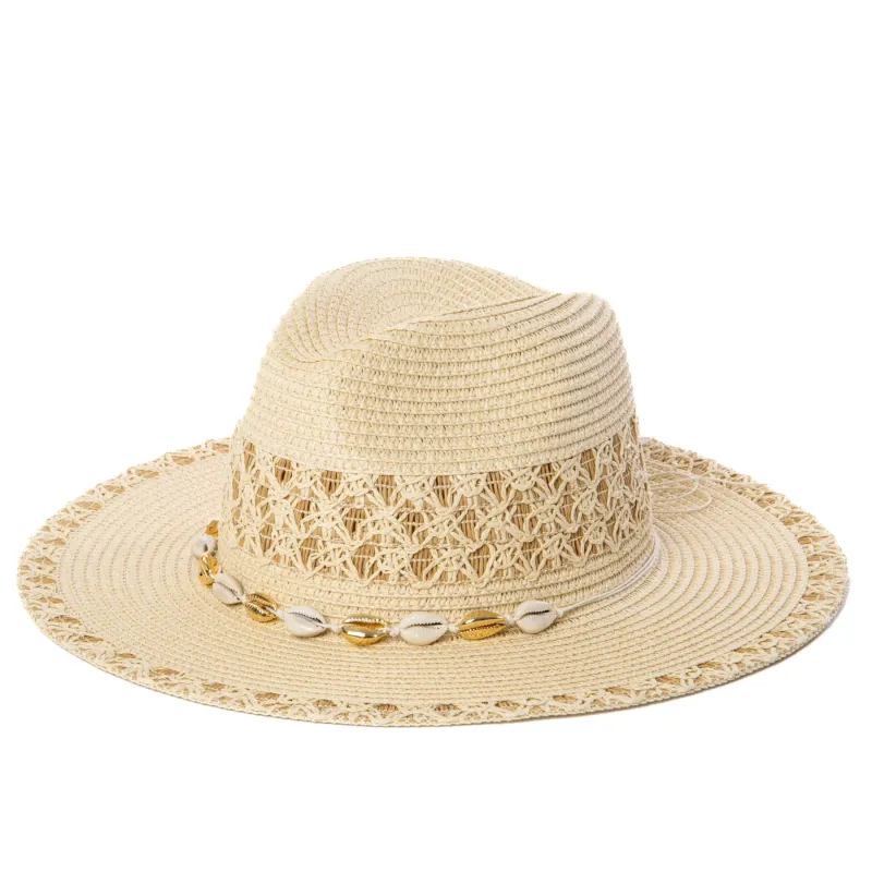 Blanca - Ultrabraid Fedora with Seashell Trim sold by San Diego Hat Company