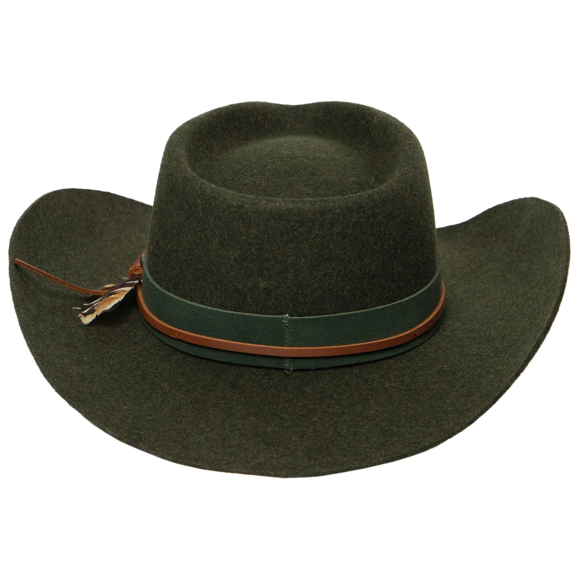 Wool Cowboy Hat with Pinch Crown and Feather by FRYE sold by San Diego Hat Company product image thumbnail 3