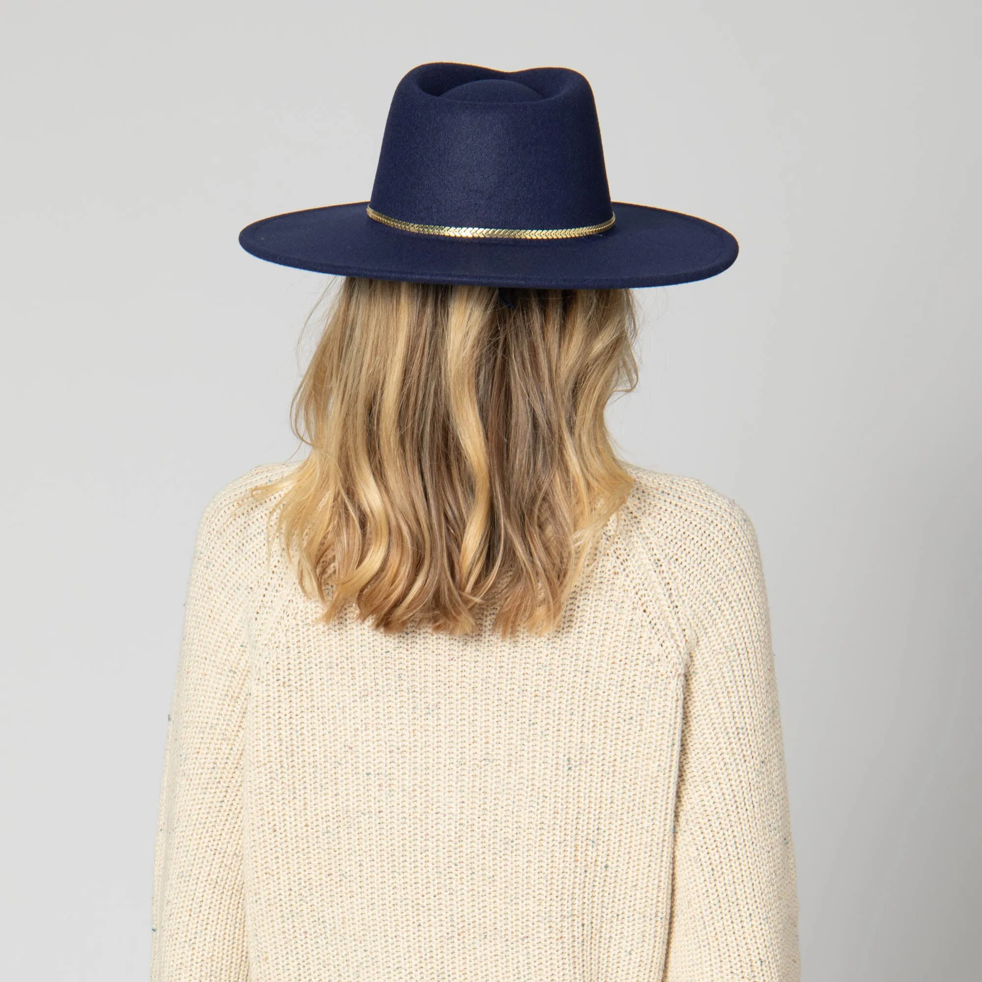 Women's Fedora with Chevron Gold Chain Trim sold by San Diego Hat Company product image thumbnail 5