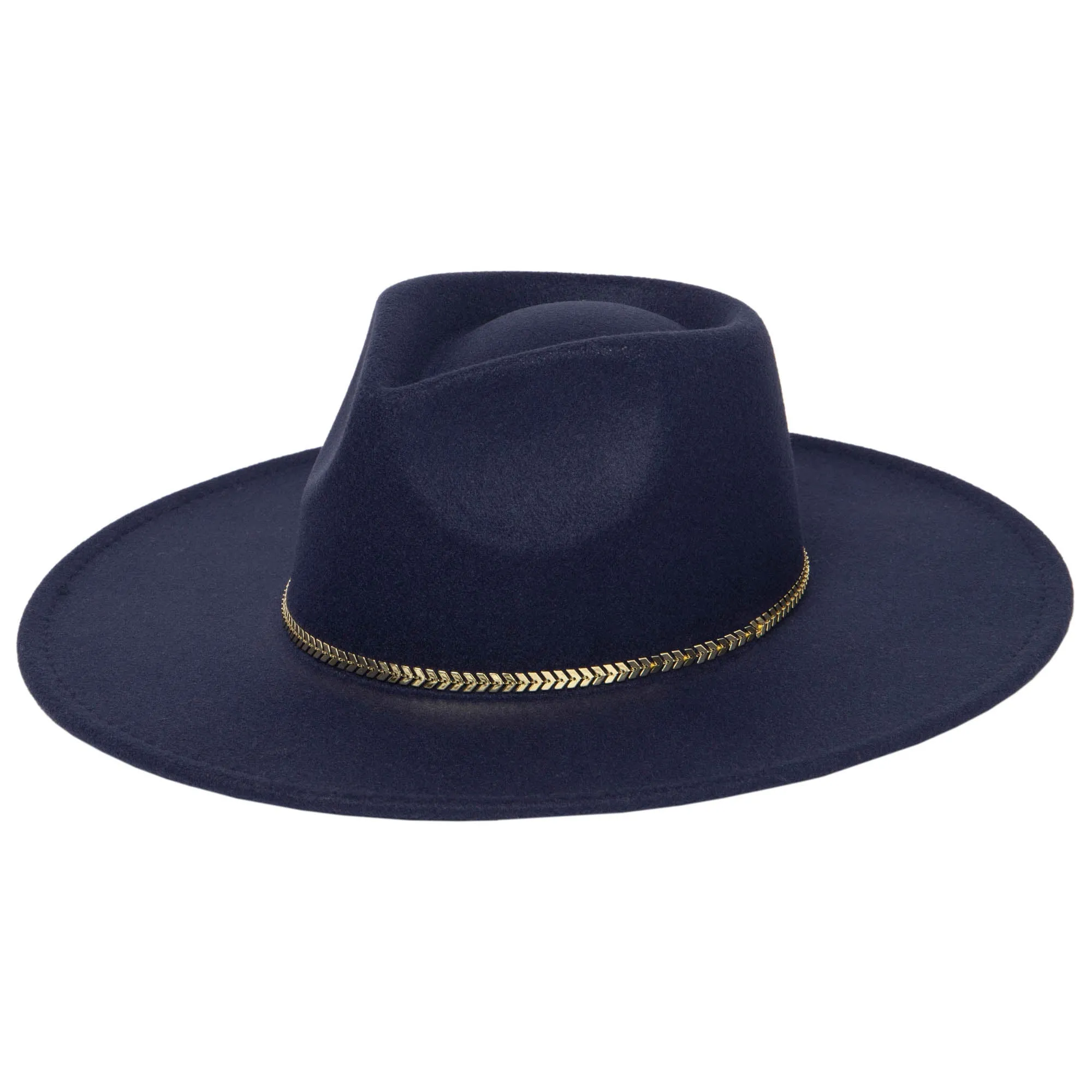 Women's Fedora with Chevron Gold Chain Trim sold by San Diego Hat Company