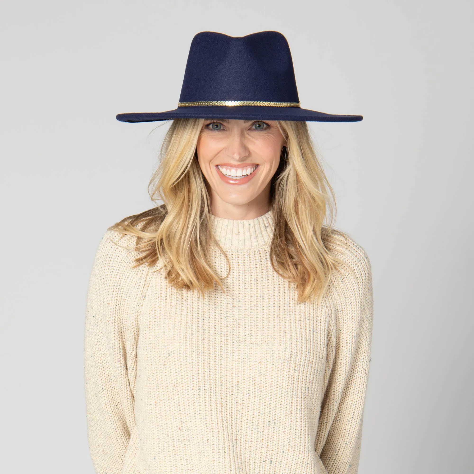 Women's Fedora with Chevron Gold Chain Trim sold by San Diego Hat Company product image thumbnail 2