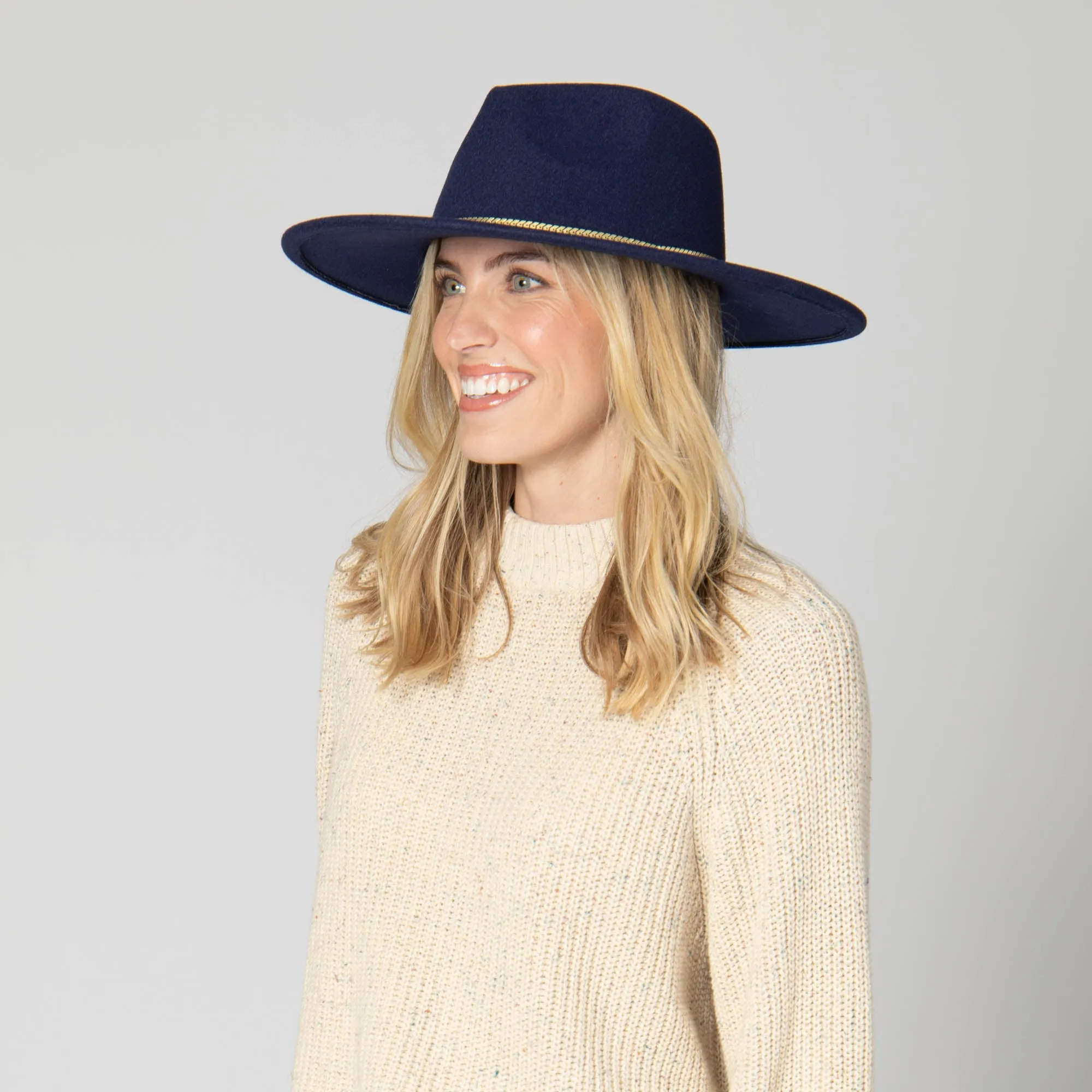 Women's Fedora with Chevron Gold Chain Trim sold by San Diego Hat Company product image thumbnail 3