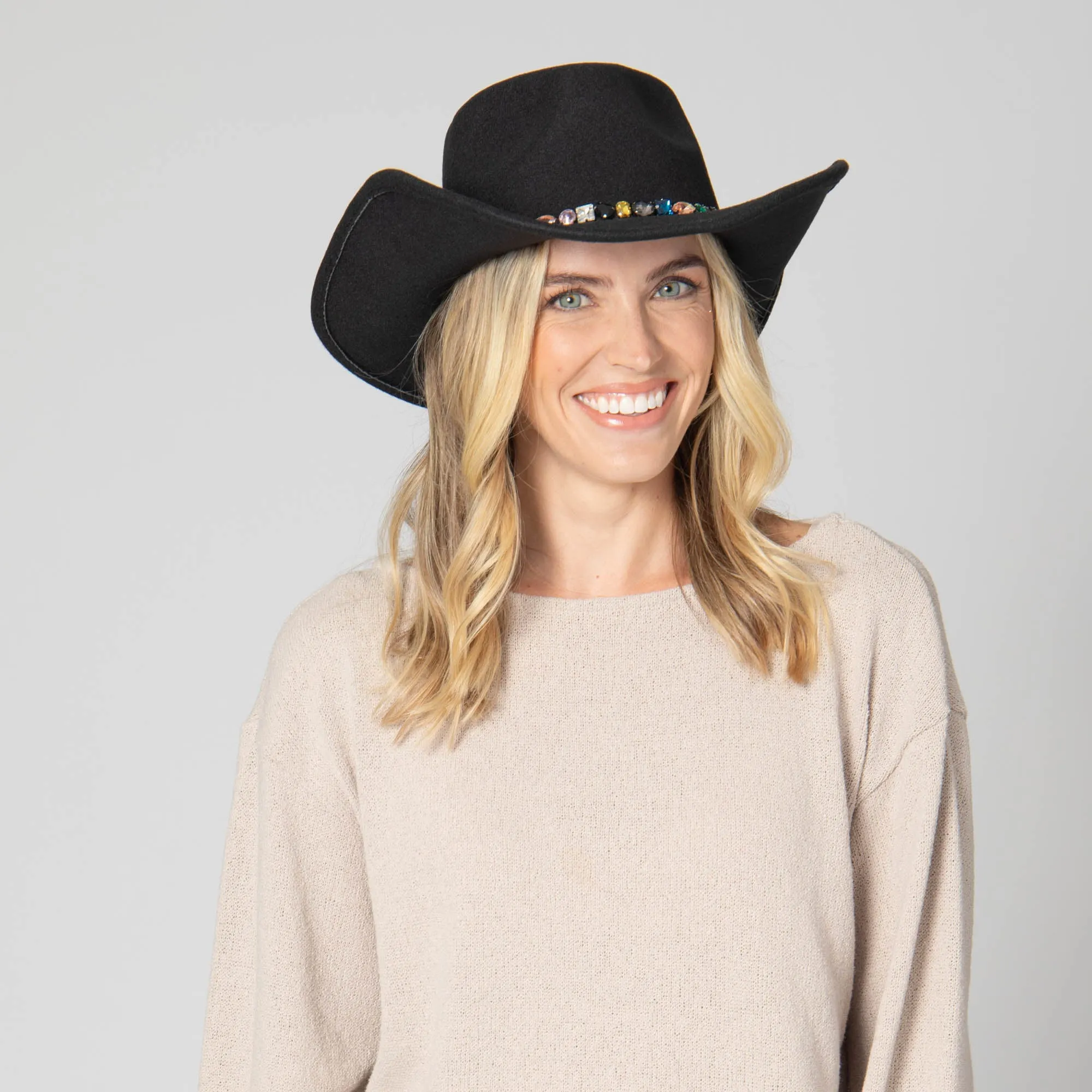 Pinch Crown Cowboy with Multi Gemstone Band sold by San Diego Hat Company product image thumbnail 3