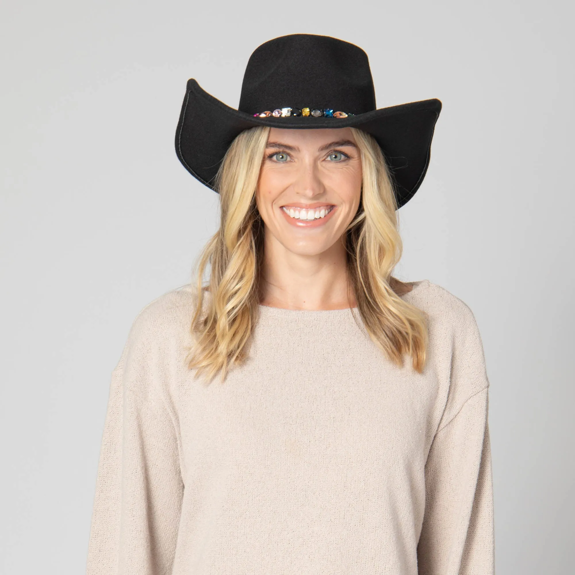 Pinch Crown Cowboy with Multi Gemstone Band sold by San Diego Hat Company product image thumbnail 2